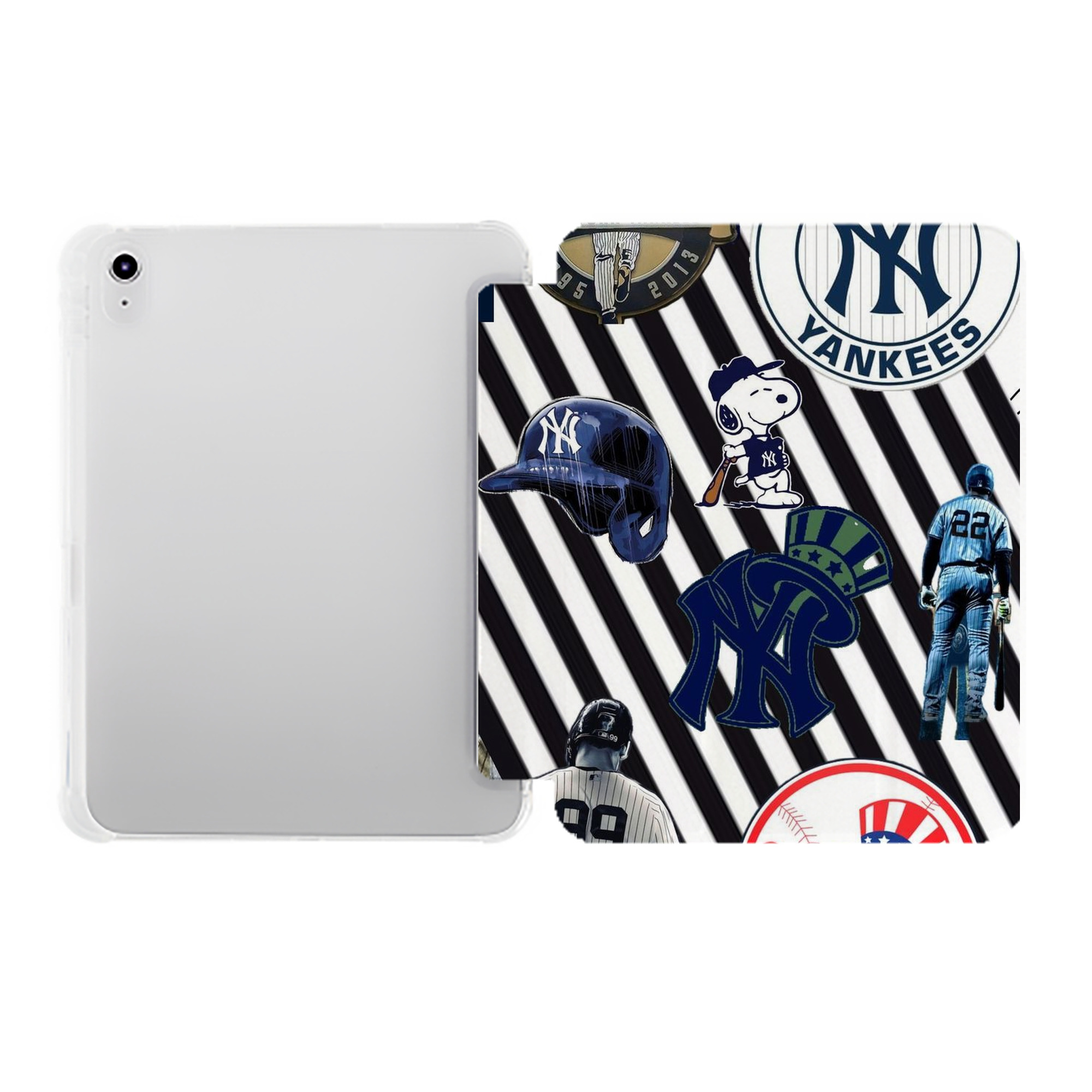 New York Yankees 231 Premium Tri-Fold PU Leather & Silicone IPad Case With Pencil Slot – Fits 9.5,10.5,10.9 – Adjustable Stand, Slim, Protective